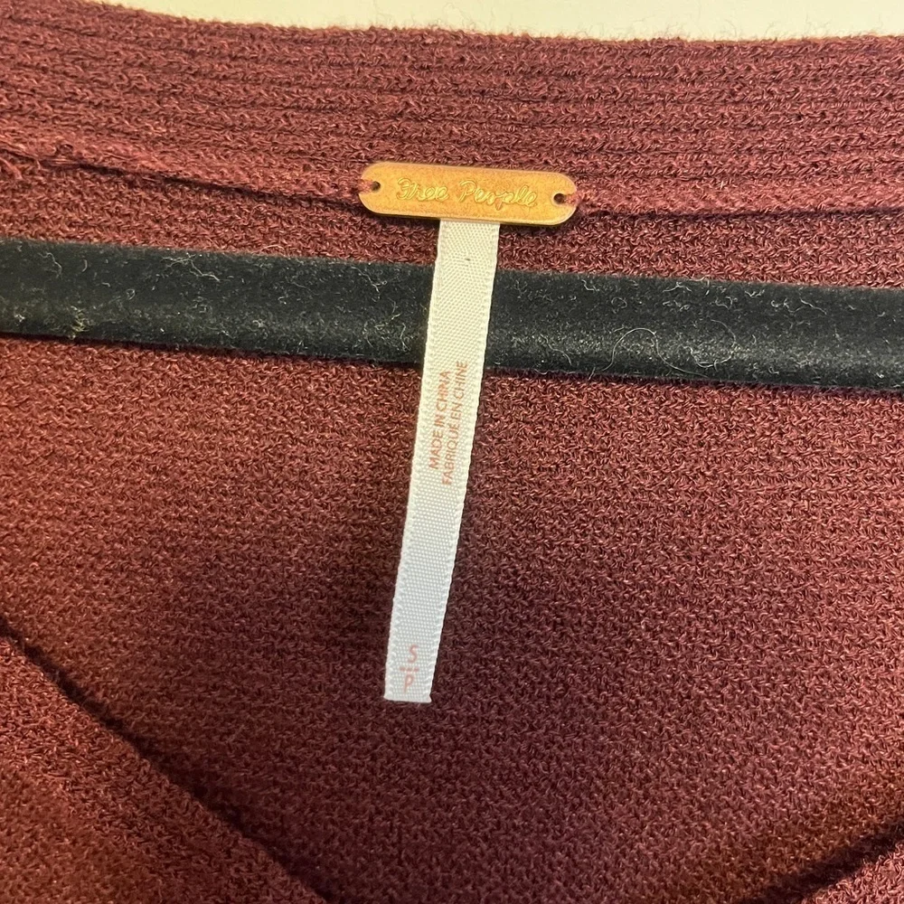 Free People Burgundy Criss Cross Sweater Tunic Sz S